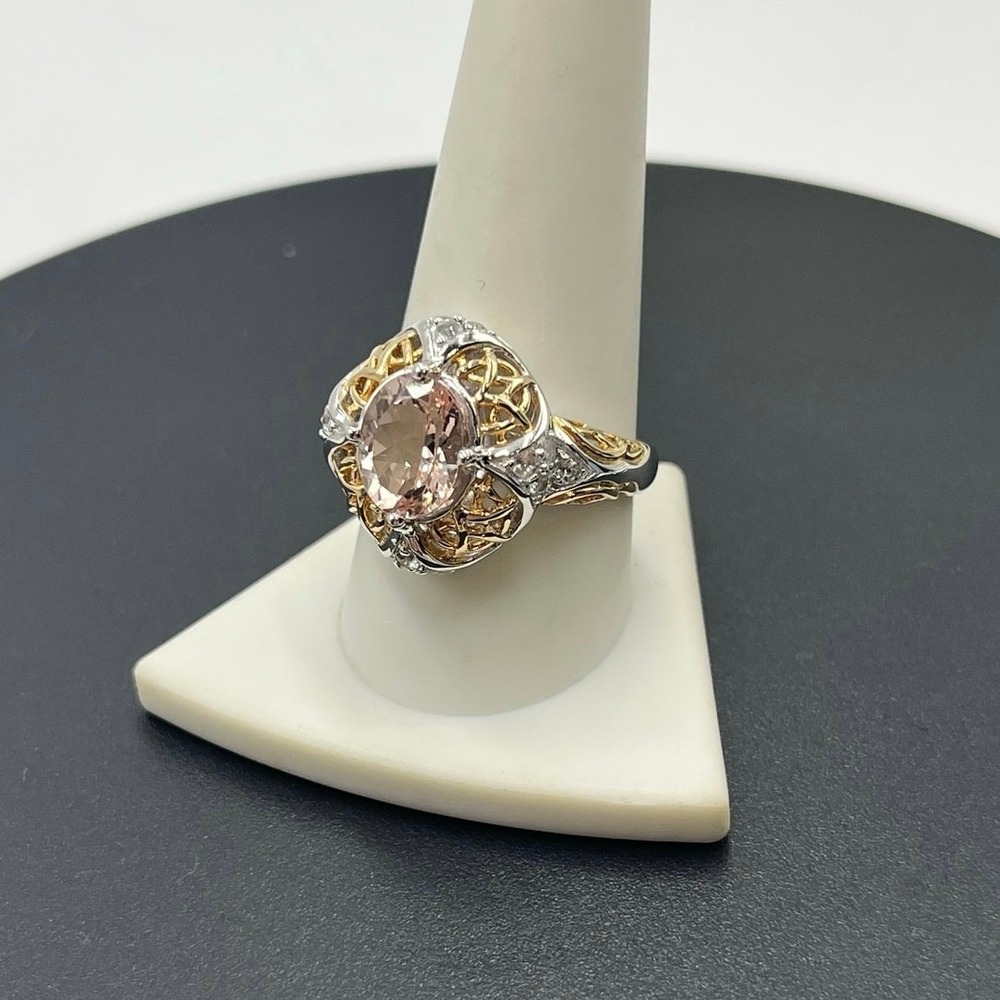 Victoria Wieck Oval Morganite Topaz Oval Sterling Silver Vermeil Ring Sz 10.5